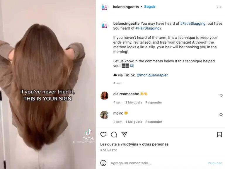 Hair Slugging redes sociales